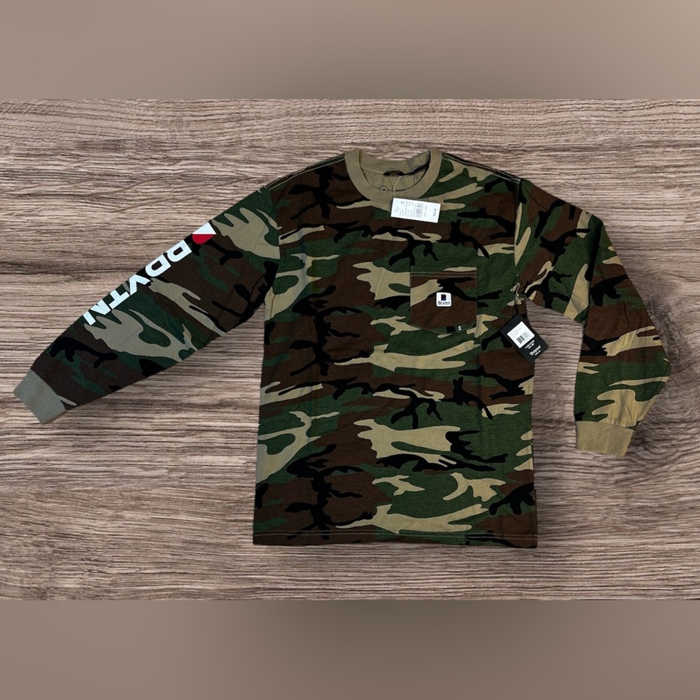 Brixton NWT Mens Size S Camo Standard Fit Long Sleeve Pocket T-shirt